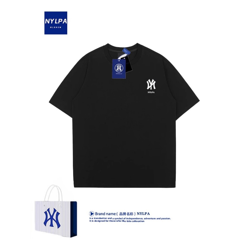 มล เสื้อยืดแขนสั้นผ้าฝ้ายแท้สําหรับผู้ชายและผู้หญิงเสื้อยืดคอกลมหลวมแบรนด์อินเทรนด์