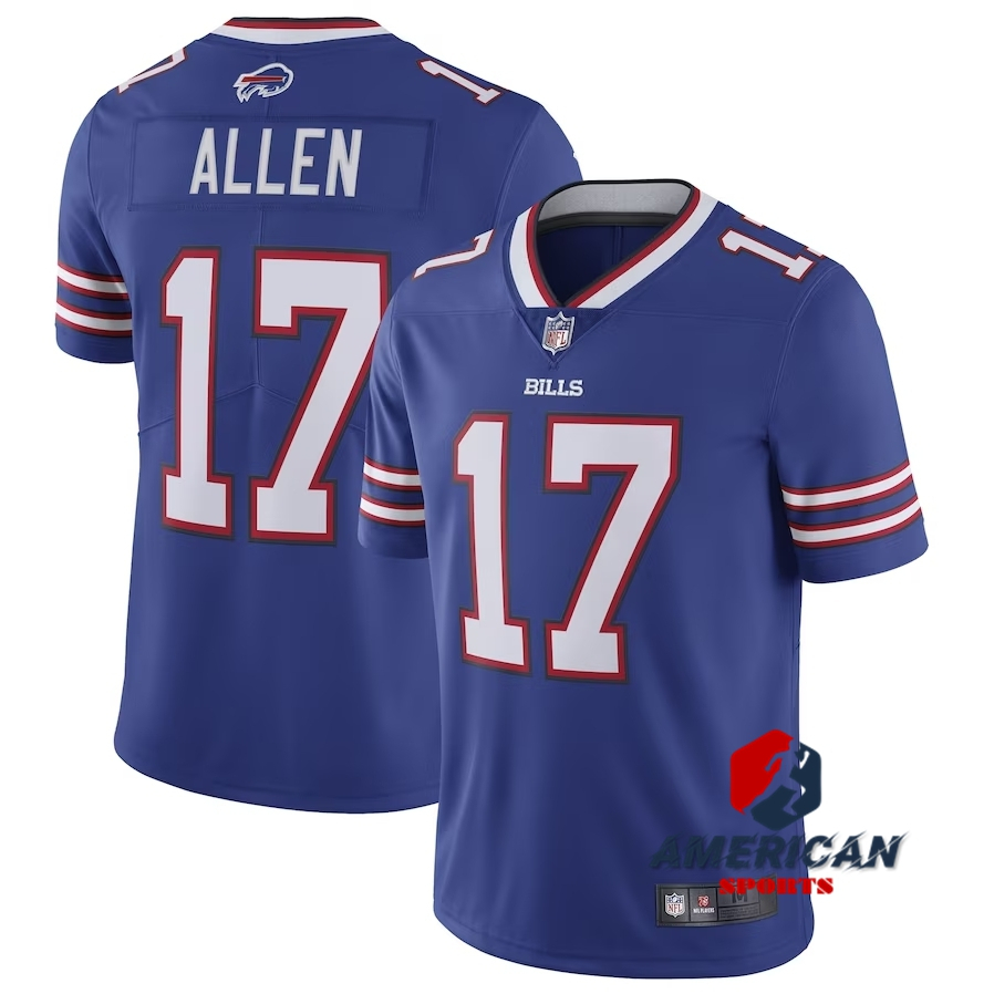 เสื้อฟุตบอลอเมริกัน NFL Buffalo Bills Josh Allen Blue Limited Edition สำหรับผู้ชาย