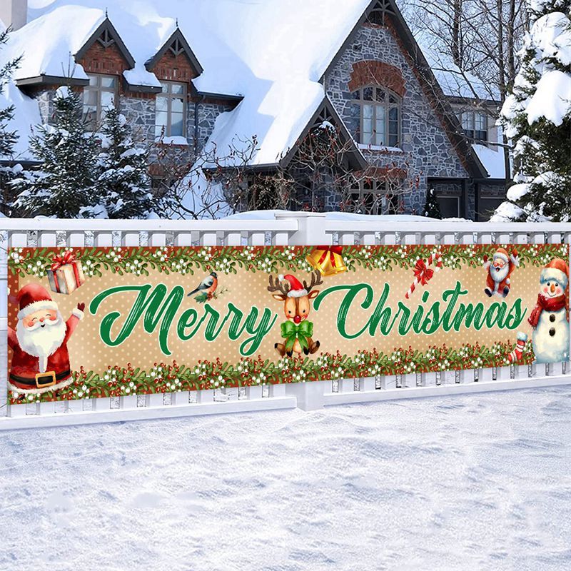 200*40 ซม.VINTAGE Merry Christmas แบนเนอร์ตกแต่งคริสต์มาส Santa Snowman รูปแบบแบนเนอร์ธงกลางแจ้ง Yard Sign ตกแต่งคริสต์มาสสําหรับ Home