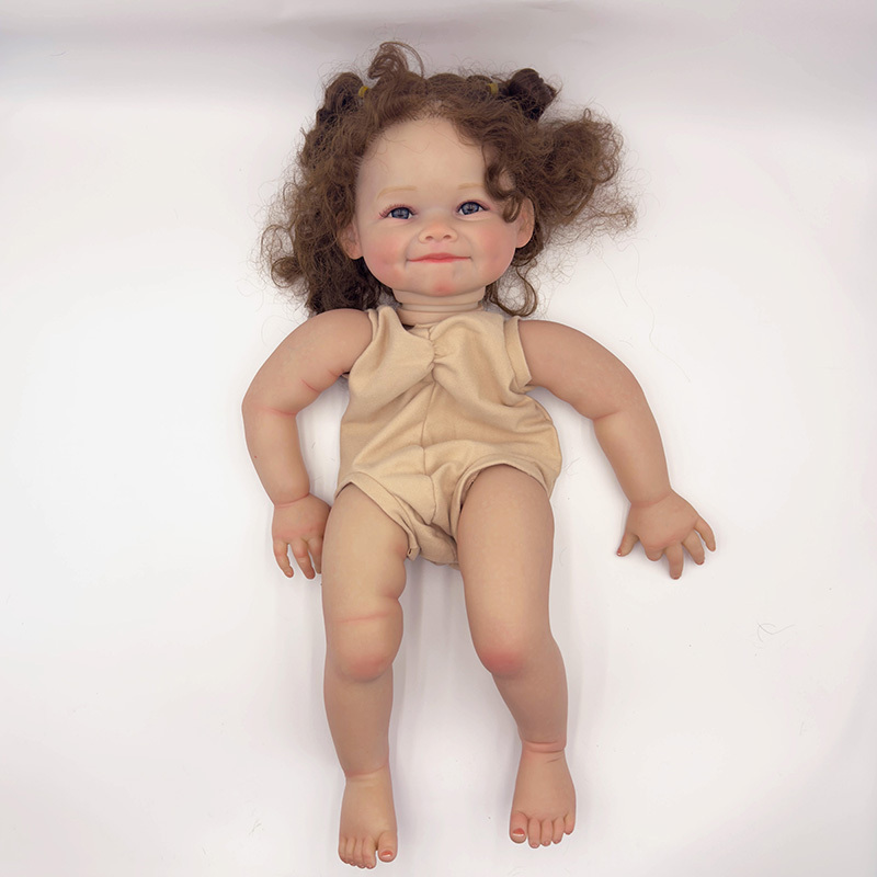 24 นิ้ว Reborn ตุ๊กตาชุด Raya แล้วทาสีตุ๊กตาชุด Handmade DIY ตุ๊กตาอะไหล่ Curly Brown ผม Bebe Reborn ชุดเด็กของขวัญของเล่น