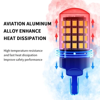 ((2PCS) 1156 BA15S P21W 1156 BAU15S PY21W 1157 Bay15d P21-5W T20 7440 W21W 7443 W21-5W LED Super Bright ไฟเลี้ยว 2835 54SMD ไฟท้าย LED ไฟเบรคไฟถอยหลัง 12V