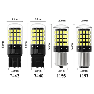 ((2PCS) 1156 BA15S P21W 1156 BAU15S PY21W 1157 Bay15d P21-5W T20 7440 W21W 7443 W21-5W LED Super Bright ไฟเลี้ยว 2835 54SMD ไฟท้าย LED ไฟเบรคไฟถอยหลัง 12V