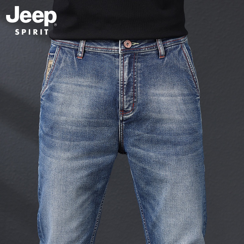 Jeep SPIRIT 1941 ESTD ฤดูร้อนใหม่กางเกงบางผู้ชายกางเกงลําลองขาตรงหลวม