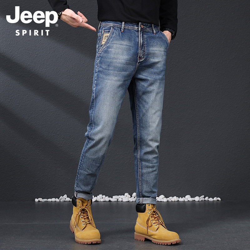 Jeep SPIRIT 1941 ESTD ฤดูร้อนใหม่กางเกงบางผู้ชายกางเกงลําลองขาตรงหลวม