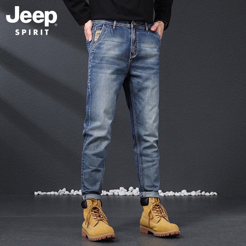 Jeep SPIRIT 1941 ESTD ฤดูร้อนใหม่กางเกงบางผู้ชายกางเกงลําลองขาตรงหลวม