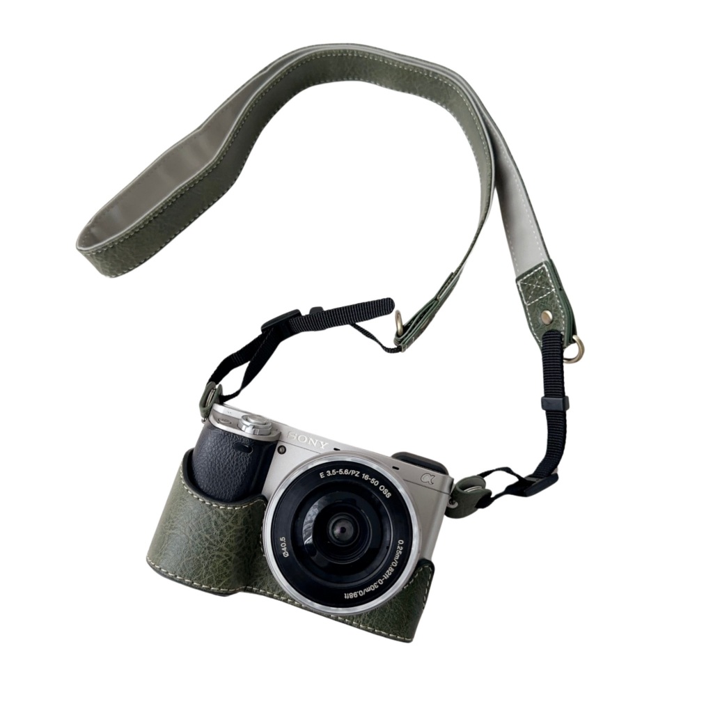 หนัง PU ฐานกล้องสําหรับ Half Body Shell กระเป๋ากล้องป้องกันสําหรับ Sony A6000/A6100/A6300/A6400