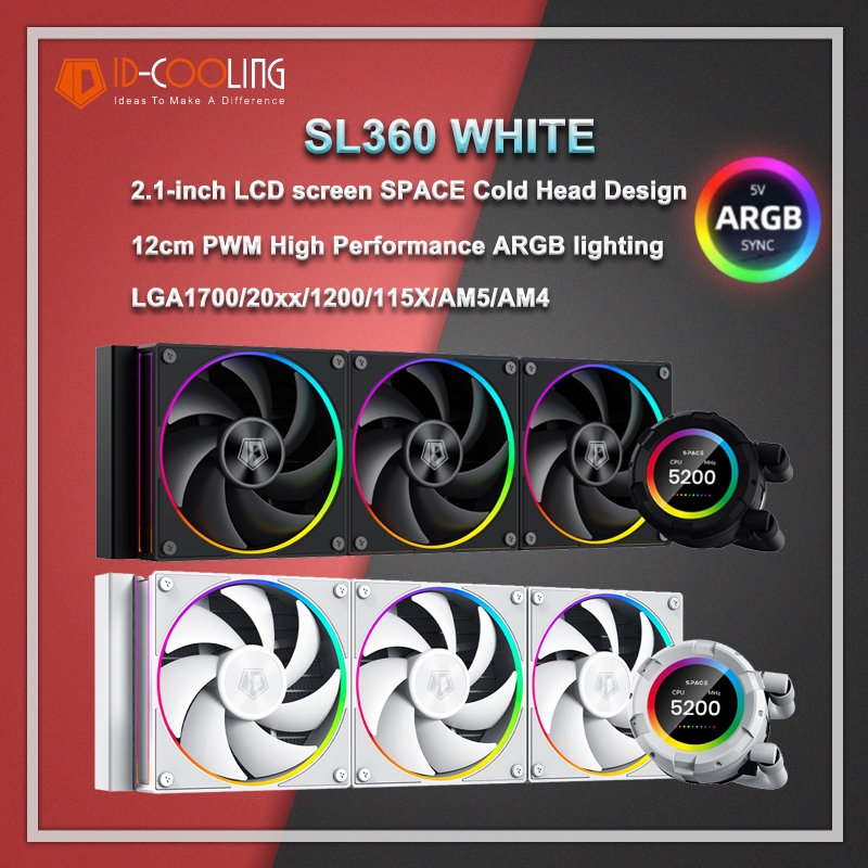 Id-cooling SL360 Liquid water cooling heat sink 3Pin ARGB พัดลมเงียบ 2.1 นิ้วจอแสดงผล LCD FDB แบริ่ง