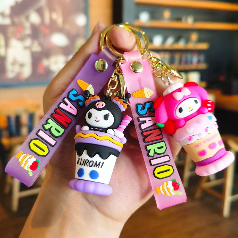 SANRIO ไอศกรีม พวงกุญแจซานริโอ้ จี้พวงกุญแจรูปการ์ตูน ของขวัญ พวงกุญแจ พร้อมส่ง