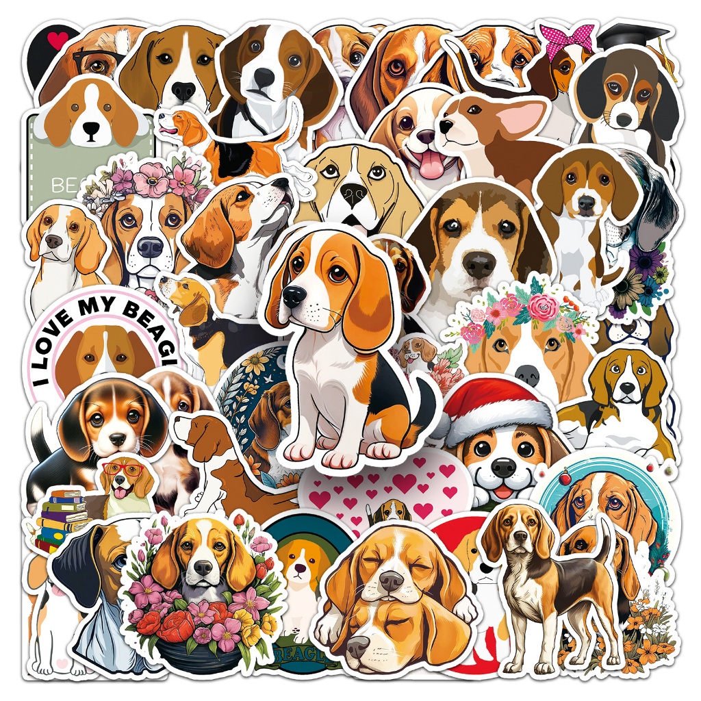 ตลก 50 ชิ้น Beagle Dogs สติ๊กเกอร์กันน้ํา DIY สําหรับโทรศัพท์แล็ปท็อปรถสติกเกอร์ Creative Home Decal