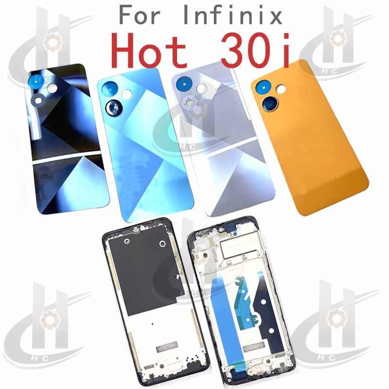สําหรับ Infinix Hot 30i 6.56 "X669 X669C X669D แบตเตอรี่ฝาหลัง + LCD กรอบด้านหน้า
