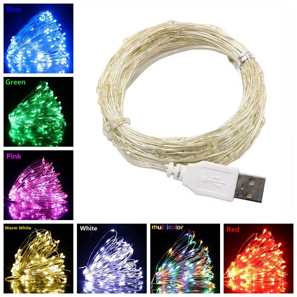 ไฟ คริสต์มาส ไฟ LED 2M 5M 10M USB ไฟ LED String Fairy คริสต์มาสสีขาวอบอุ่นงานแต่งงาน Garland ไฟ Party ตกแต่ง