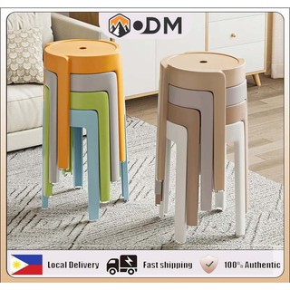 Nordic Style Plastic Stool Macarons Monoblock Chair Stackable Dining Chair Round Stool Durable