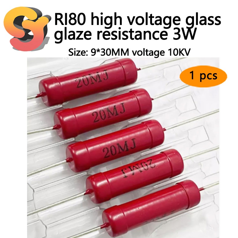 1pcs RI80 Dahongpao Glass Glaze Resistor 3W 100M200M500M1G2G3G5G10G20G30G50G100G ตัวต้านทานกระจกแรงด