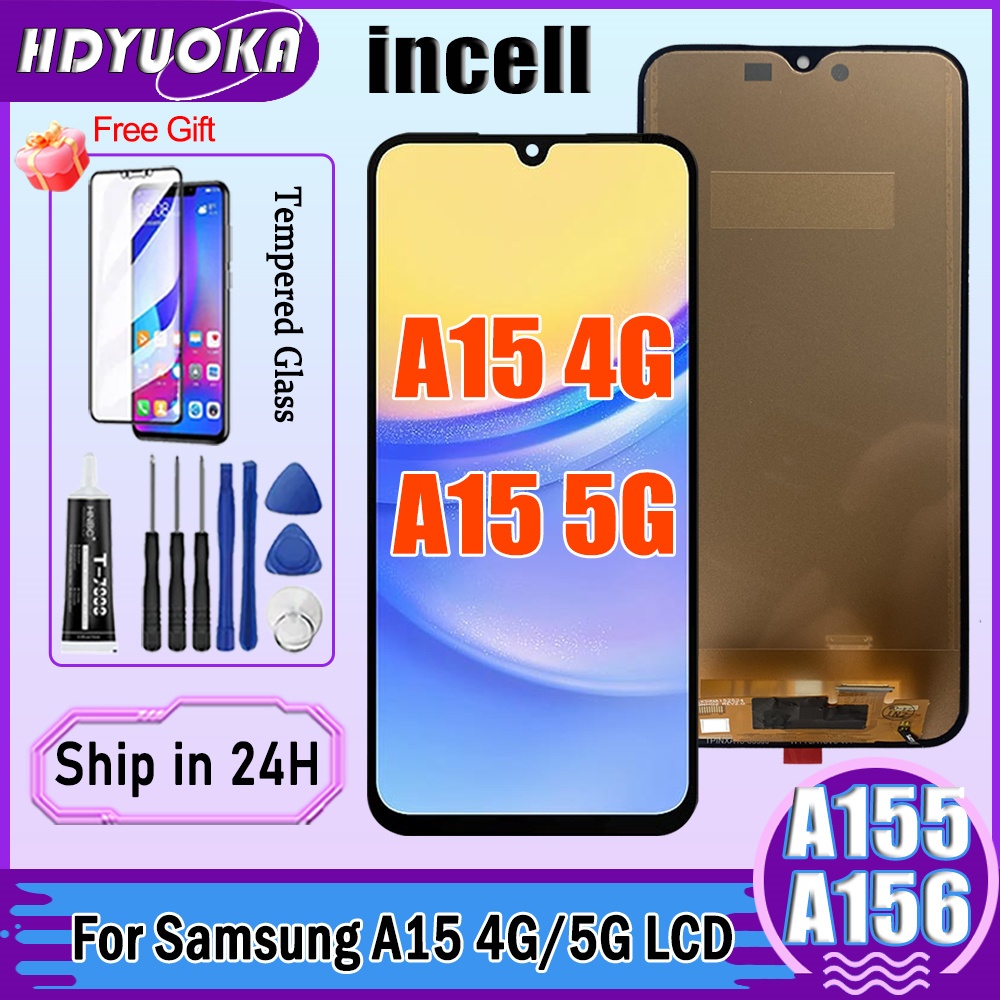 6.5 ใช้งานร่วมกับสําหรับ Samsung A15 4G SM-A155F จอแสดงผล LCD Touch Screen Digitizer Assembly สําหรับ Samsung A15 5G SM-A156B จอแสดงผล LCD เปลี่ยนชิ้นส่วน