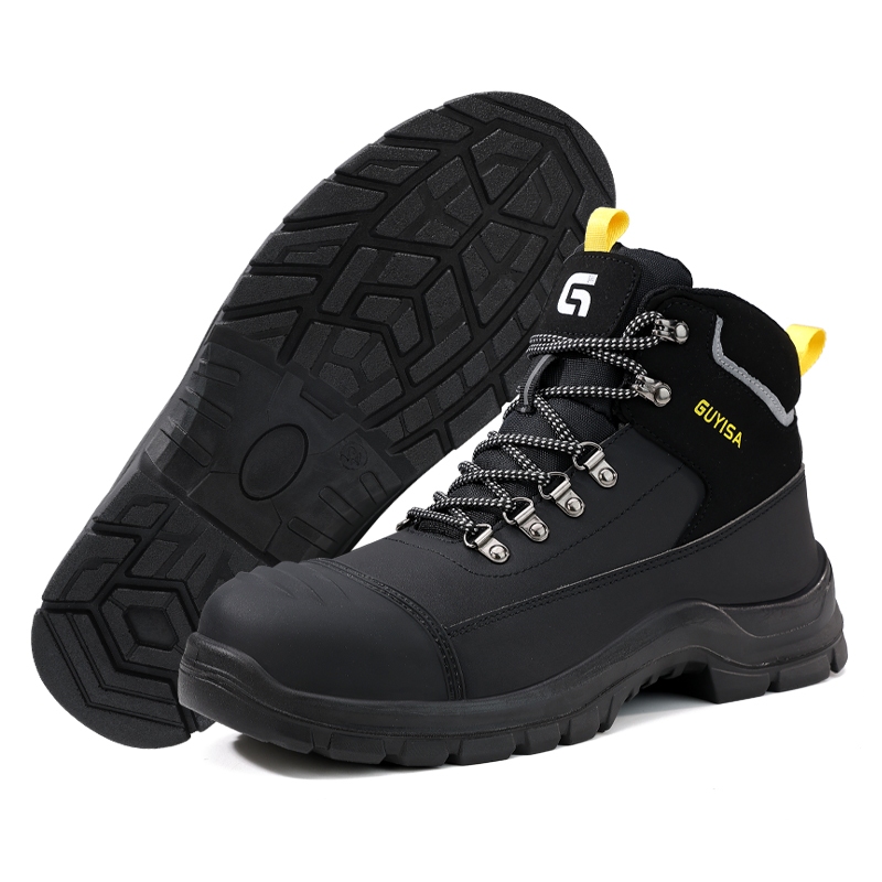 Guyisa รองเท้าเซฟตี้รองเท้าทํางาน anti static รองเท้าหัวเหล็กสูงตัดกันน้ํา 37-48 F051A