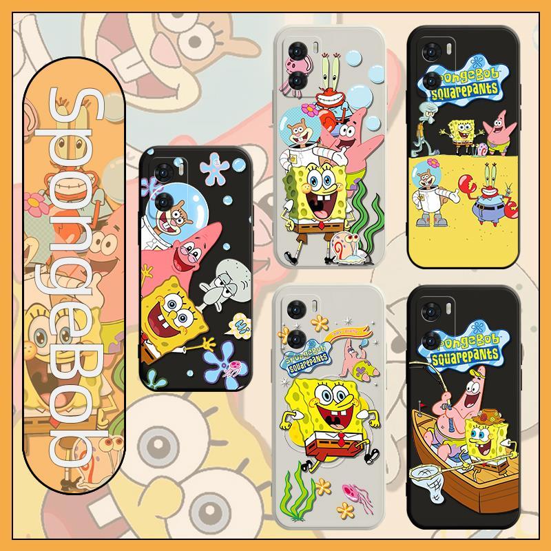 สําหรับ OPPO RENO 4 5 6 7 8 5Z 6Z 7Z 8Z PRO PLUS SpongeBob Matte ตรงกรณีสีดํานุ่ม