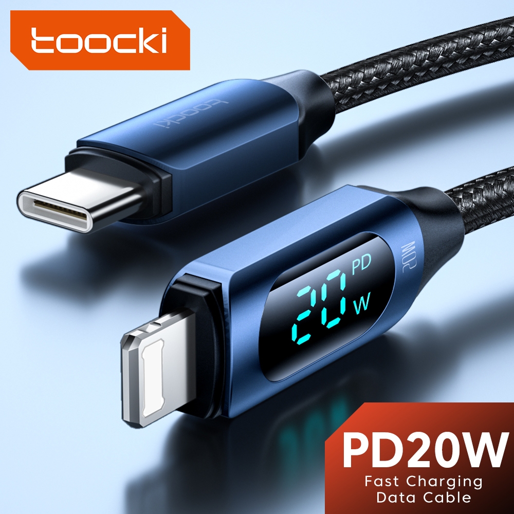 Toocki 36W PD20W Fast สายชาร์จจอแสดงผล LED สําหรับ C-L สายชาร์จสายเคเบิลข้อมูล C สาย USB Type C
