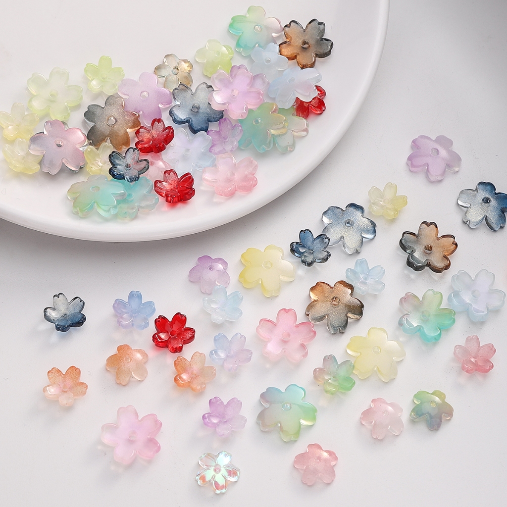 (A 11 มม.) (B 15 มม.) 10 ชิ้น/ถุงแก้ว 3D center Punch เชอร์รี่บลอสซั่มสําหรับ DIY ออกแบบอุปกรณ์ตกแต่งเครื่องประดับ