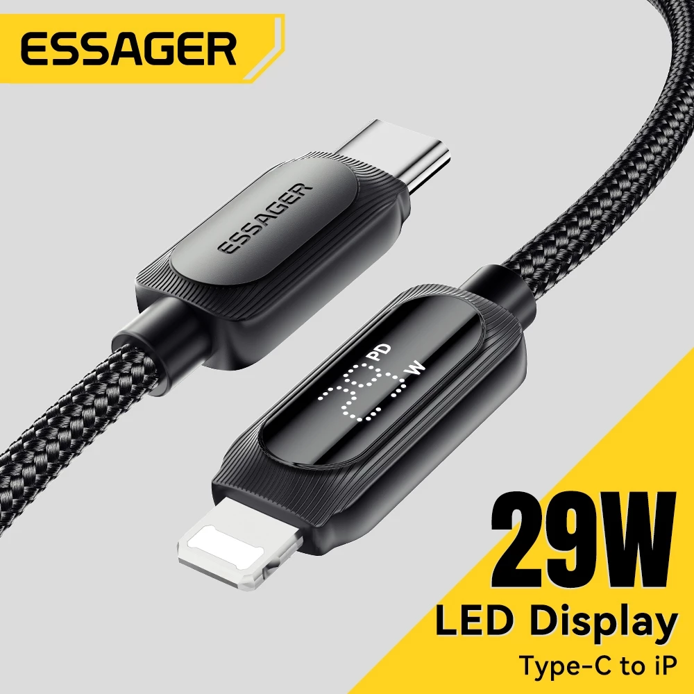 Essager 29W 3A C-L จอแสดงผลดิจิตอลสายชาร์จข้อมูลอย่างรวดเร็ว