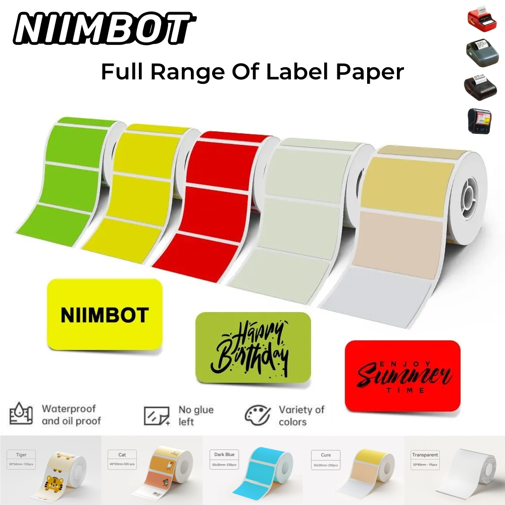 Niimbot B21/B1/B3S Full range of color transparent Label Printing Paper Name Sticker Thermal