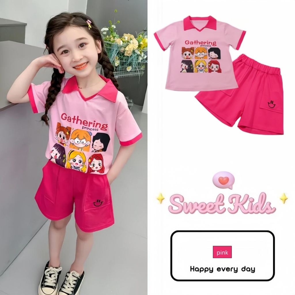 SweetKids พร้อมส่งจากกทม ชุดเซ็ทแฟชั่นเด็ก ชุดสูทแขนสั้นกางเกงขาสั้น พิมพ์ลายการ์ตูนน่ารัก สไตล์เกาหลี ฤดูร้อน