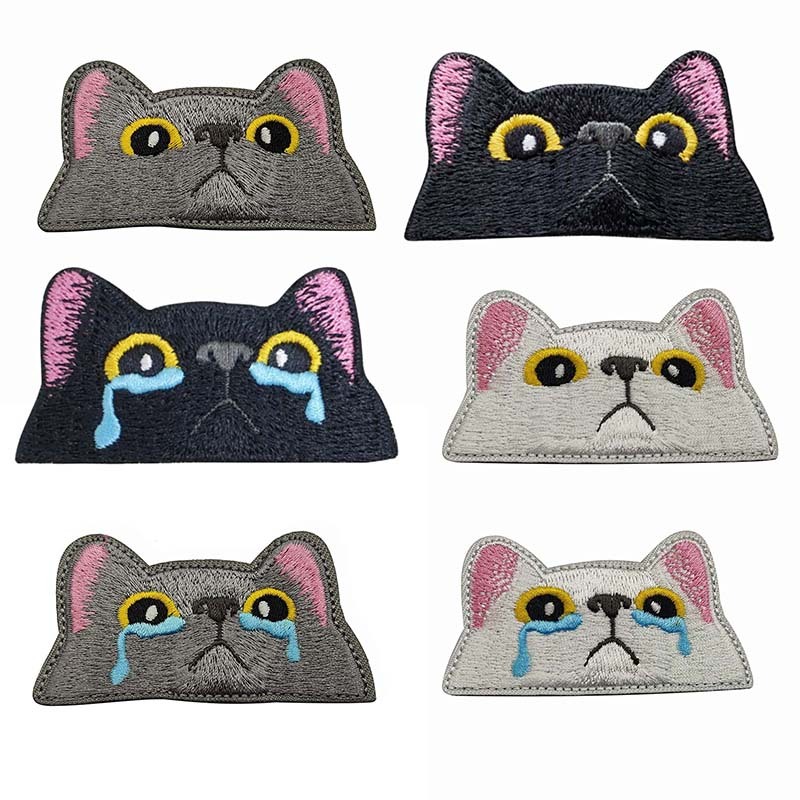 3.7*7 ซม./น่ารักสีชมพู Eared Cat Patch ผ้าสติกเกอร์การ์ตูนปัก Applique Hook และ Loop Patch สําหรับเสื้อผ้า,กระเป๋า,กระเป๋า