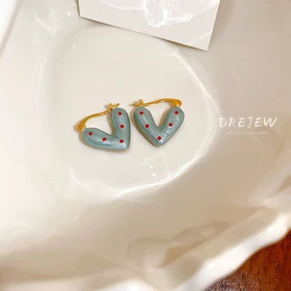 DREJEW เดรช 925 เงินเข็มสีแดงและสีน้ําเงินลายจุดรักต่างหู อิน สไตล์น่ารักพร็อพต่างหู 2024 ใหม่หวานและเย็นสไตล์ที่เรียบง่ายต่างหูไม่แพ้ง่าย