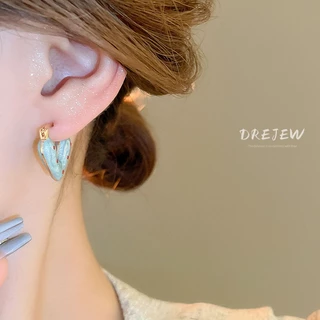 DREJEW เดรช 925 เงินเข็มสีแดงและสีน้ําเงินลายจุดรักต่างหู อิน สไตล์น่ารักพร็อพต่างหู 2024 ใหม่หวานและเย็นสไตล์ที่เรียบง่ายต่างหูไม่แพ้ง่าย