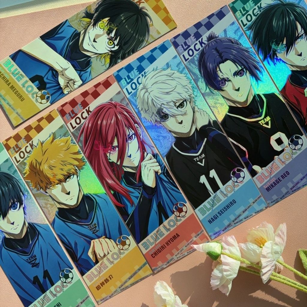 ชุดการ์ดโลโม่อะนิเมะ Blue Lock ตั๋วโฮโลแกรมและที่คั่นฟอยล์สองด้าน – ความสําเร็จ Rein Itoshi, Yoichi Isagi, และ Sishiro Nagi