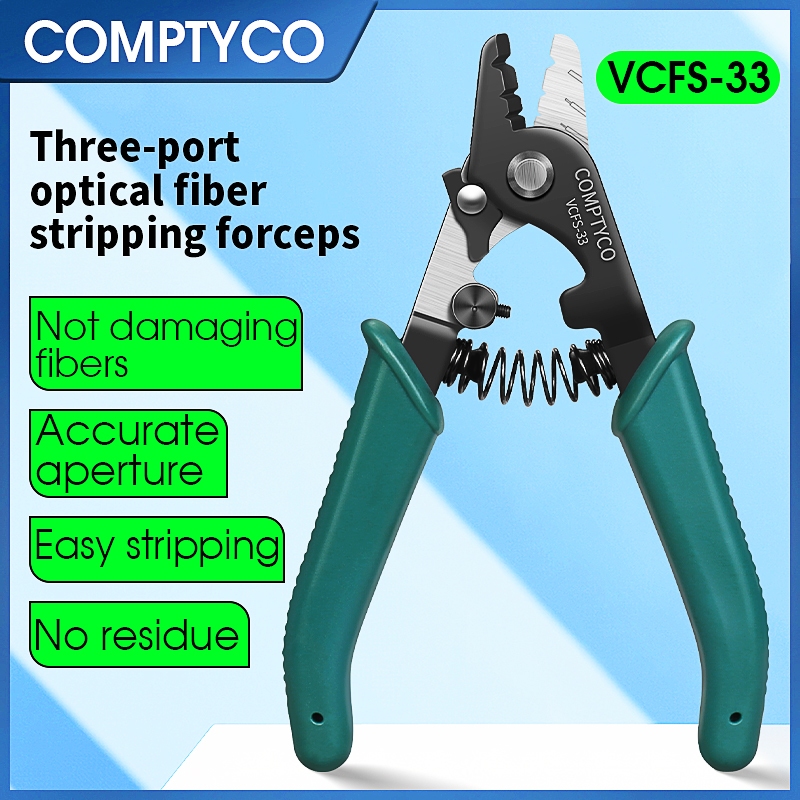 ใหม่สีเขียวอัพเกรด COMPTYCO VCFS-33 ไฟเบอร์ออปติก Stripper สายไฟเบอร์ออปติกคลิปหนีบสามคีมเครื่องมือมือไฟเบอร์ออปติก Stripper Optical fiber Wire stripper