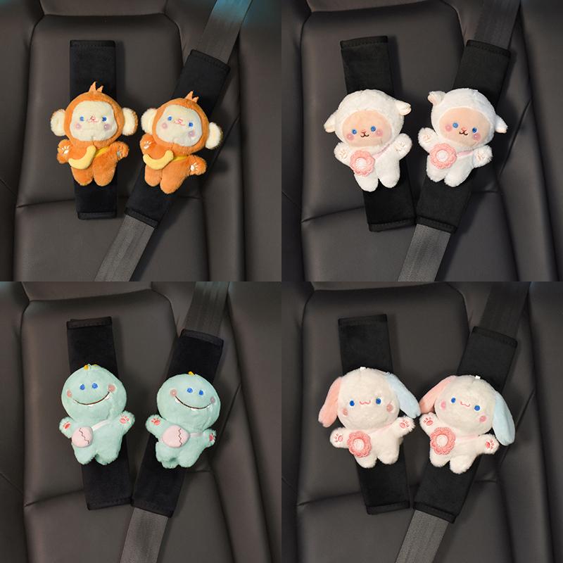 ข้น นุ่มรถที่นั่งสายคล้องไหล่ เบาะ การ์ตูนเข็มขัดนิรภัยสําหรับไหล่ป้องกันอุปกรณ์ตกแต่งภายในรถยนต์