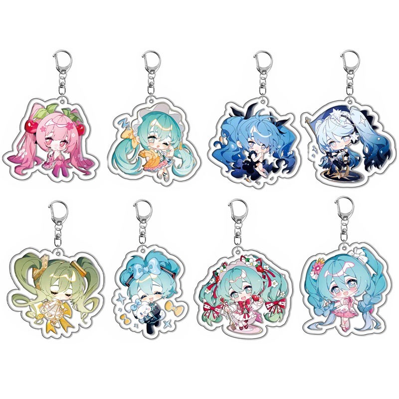 น่ารัก Miku Hatsune มังงะอะคริลิคจี้พวงกุญแจคอลเลกชันพวงกุญแจคอสเพลย์ของขวัญ