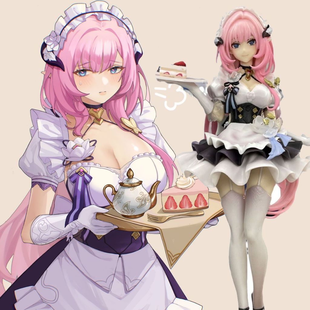 โมเดล Honkai Impact 3rd Elysia (ชุดสีชมพู Ver.) 1/7 Head Sculpt 24 ซม.หัวใจหวานแม่บ้านเปลวไฟ Elysian Realm World Serpent PVC รูปตกแต่งตุ๊กตาของเล่น