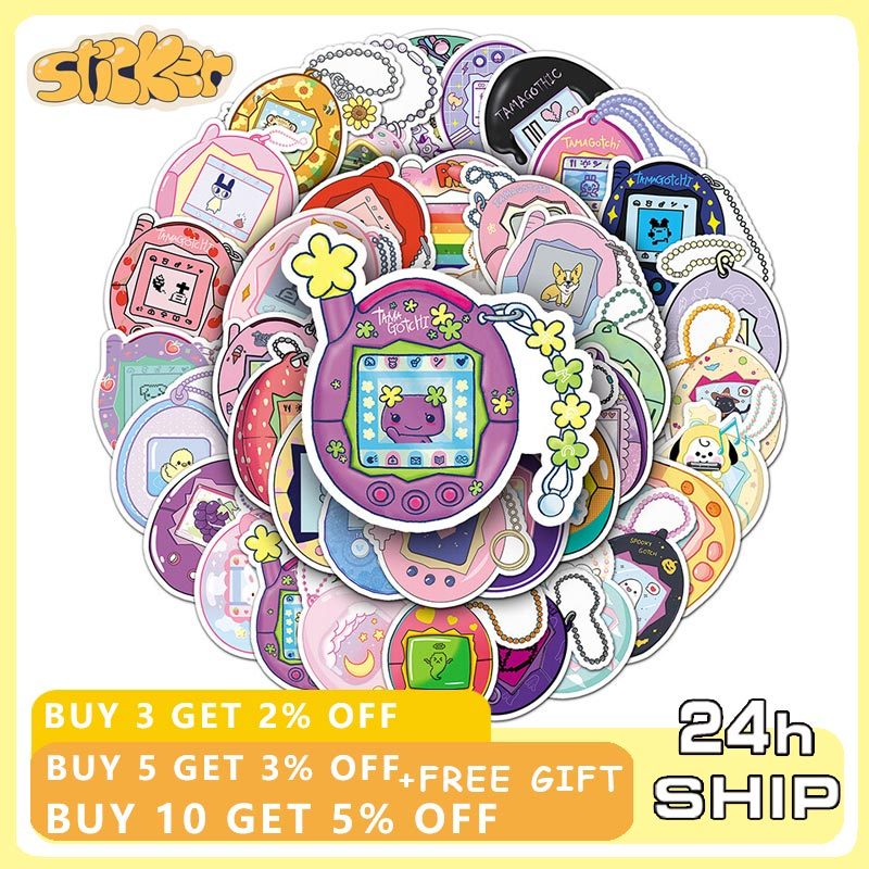 50 ชิ้น Tamagotchi สติกเกอร์ Kawaii เด็กผู้หญิงเด็กการ์ตูน Decals ของเล่น Graffiti เคสโทรศัพท์เครื่องเขียนแล็ปท็อป