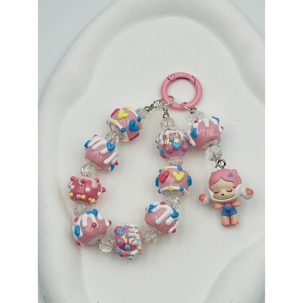 ใหม่ของแท้ โผล่ มาร์ท น่ารักเม็ดตุ๊กตา ชุด โซ่สตริงจี้โทรศัพท์มือถือพวงกุญแจฟรีปะเก็นโทรศัพท์มือถือ