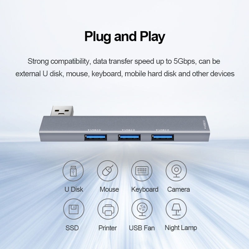 Usb C Hub อะแดปเตอร์หลายพอร์ต Type-C เป็น USB บางเฉียบแบบพกพาพร้อมพอร์ต USB 3.0 USB C Expander สําหรับแล็ปท็อป MacBook