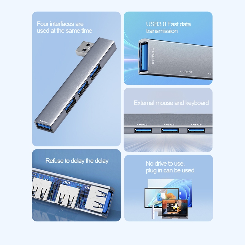 Usb C Hub อะแดปเตอร์หลายพอร์ต Type-C เป็น USB บางเฉียบแบบพกพาพร้อมพอร์ต USB 3.0 USB C Expander สําหรับแล็ปท็อป MacBook
