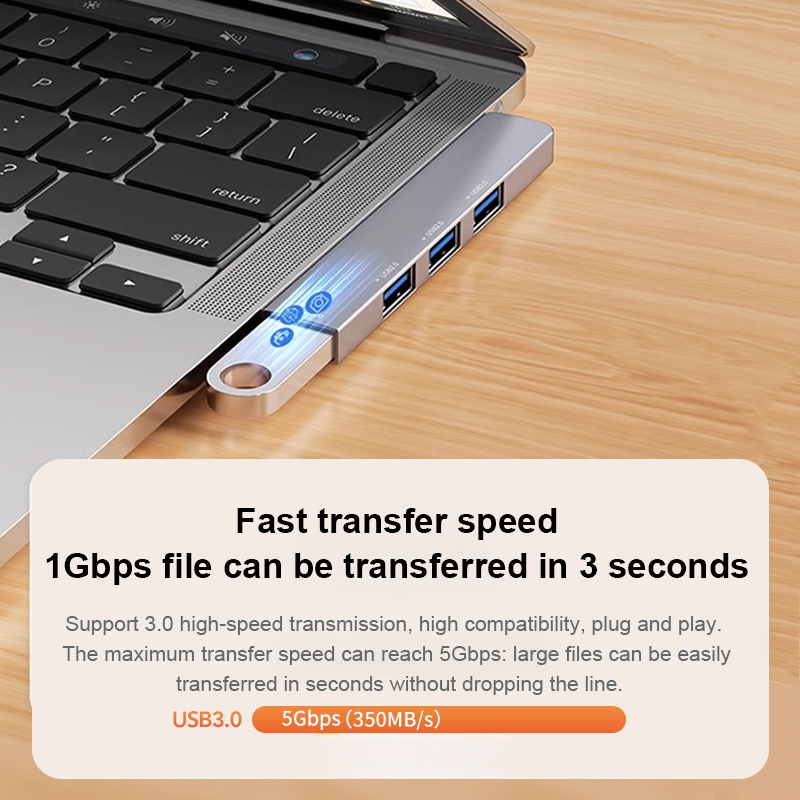 Usb C Hub อะแดปเตอร์หลายพอร์ต Type-C เป็น USB บางเฉียบแบบพกพาพร้อมพอร์ต USB 3.0 USB C Expander สําหรับแล็ปท็อป MacBook