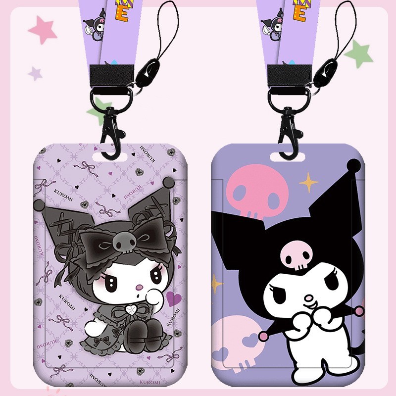 การ์ตูนคุโรมิ รหัส ผู้ถือบัตรเชือกเส้นเล็กชื่อแท็กสําหรับบัตรวิทยาเขตนักเรียนรถบัสการ์ดฝาครอบป้องกัน