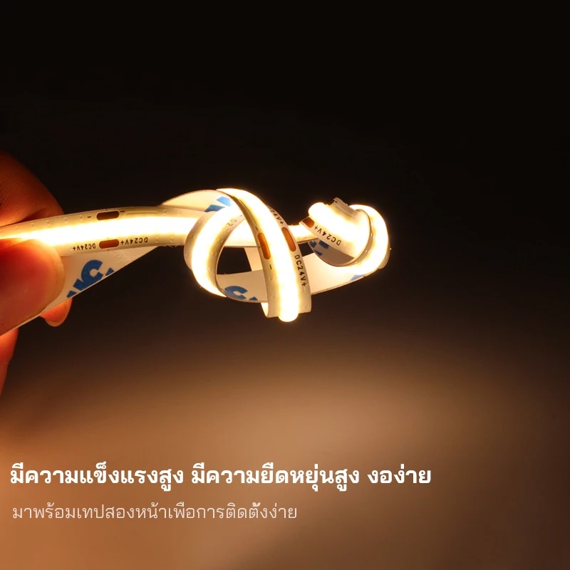 แถบไฟ LED COB ความหนาแน่นสูง ยืดหยุ่น DC 12V RA90 3000K/4000K/6500K thumbnail 9