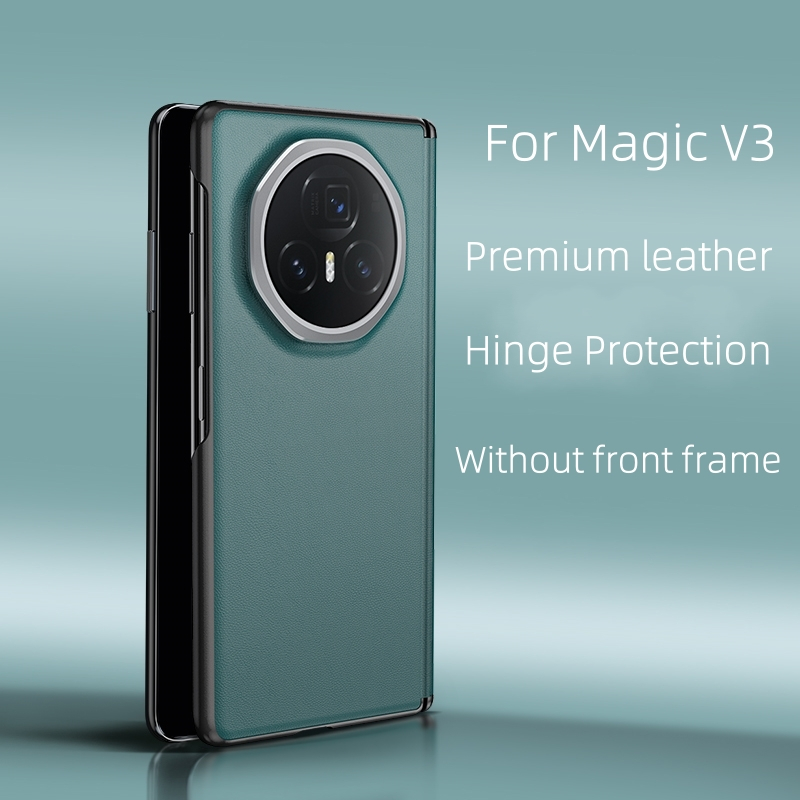 สําหรับ Huawei Honor Magic V3 กรณีพรีเมี่ยมหนังบานพับ Electroplated PC Hard Anti ลายนิ้วมือป้องกันกรณีฝาครอบ