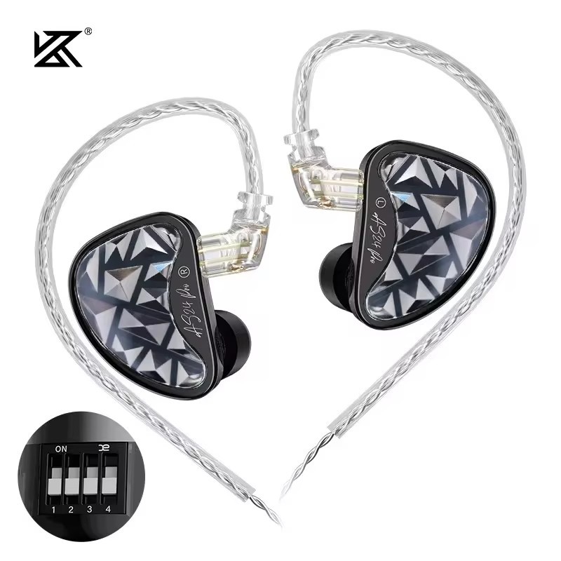 Kz AS24 PRO 24 Unit อัพเกรด Balanced Armature ไดรฟ์ปรับหูฟัง HIFI In Ear หูฟังสําหรับเล่นเกมแบบมีสาย