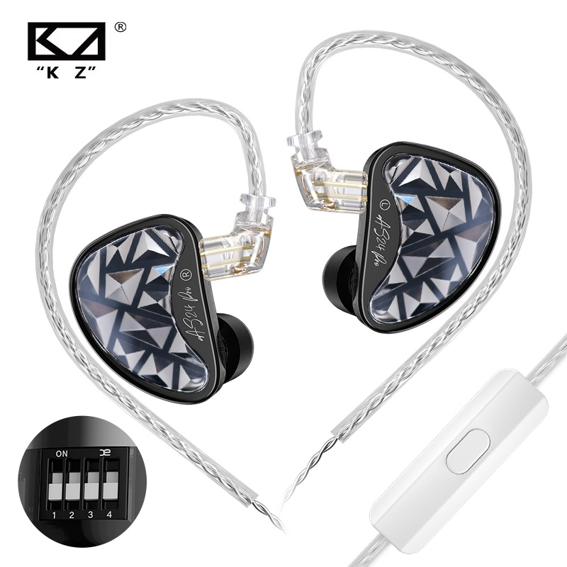 Kz AS24 PRO 24 Unit อัพเกรด Balanced Armature ไดรฟ์ปรับหูฟัง HIFI In Ear หูฟังสําหรับเล่นเกมแบบมีสาย