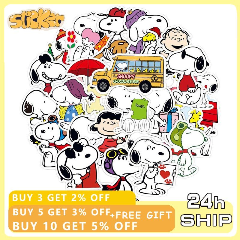 50ชิ้น สนูปปี้ สติ๊กเกอร์ กันน้ํา สมุดภาพที่ถอดออกได้แล็ปท็อปสติกเกอร์เคลื่อนไหวฉลากของขวัญวันเด็ก