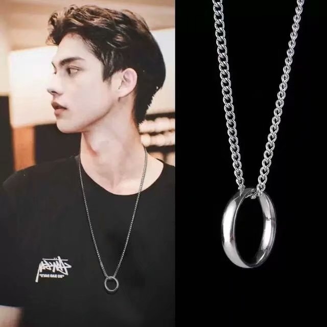 Meason สร้อยคอพร้อมจี้สำหรับผู้ชายและผู้หญิง แฟชั่น คู่รัก สร้อยคอแบบแหวน A132