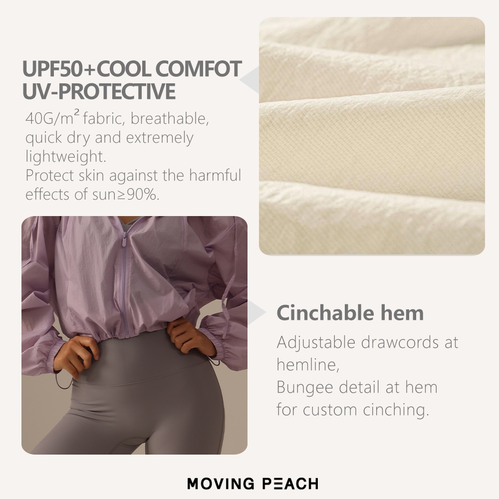 MOVING PEACH ผู้หญิงแจ็คเก็ตป้องกันรังสียูวีน้ําหนักเบา Windbreaker Jacket Breathable UPF 50 + ขี่จักรยานกลางแจ้งกีฬา Sun Protection Hoodie BSL - รูปที่ 2