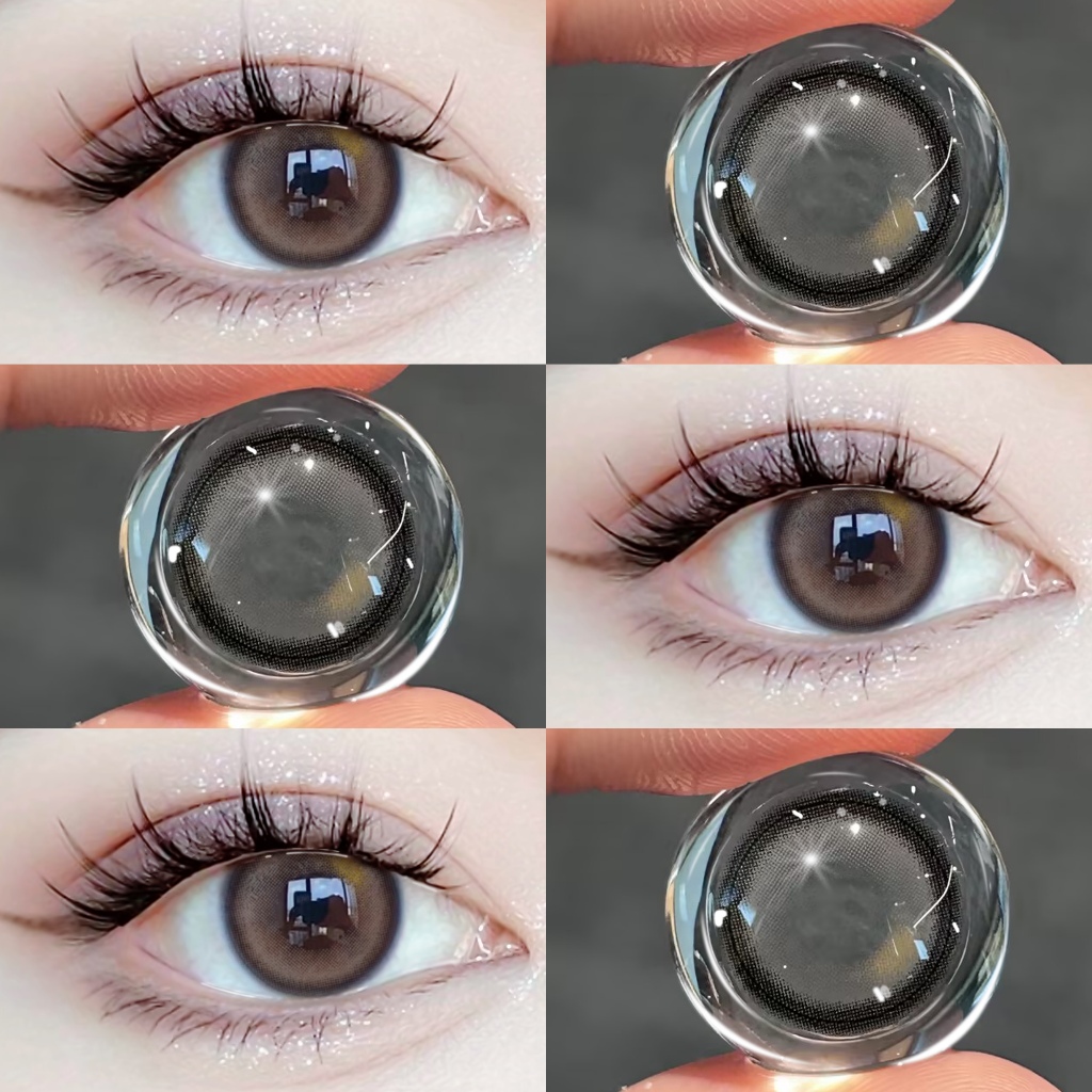 No อาการปวดตา คอนแทคเลนส์เกรดพร้อม 0.00 ~ 4.00 เกรด Misty Grey eye lense คอนแทคเลนส์ชุด 2 ชิ้นรายปี 