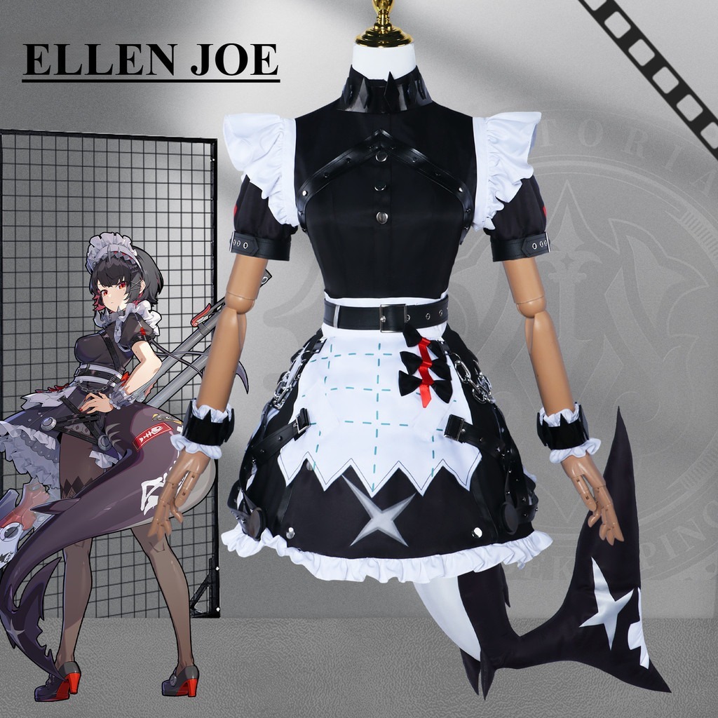 ZenlessZero Ellen Joe คอสเพลย์เครื่องแต่งกายน่ารัก Anime Victoria Houseing Shark Maid Lolita รองเท้า