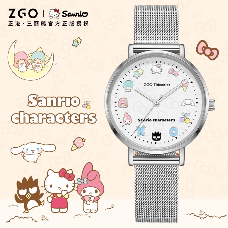 ZGO x Sanrio นาฬิกาข้อมือผู้หญิง กันน้ำได้ 100% หน้าปัดเรืองแสง นาฬิกาข้อมือควอตซ์ ของขวัญวันเกิด 2081
