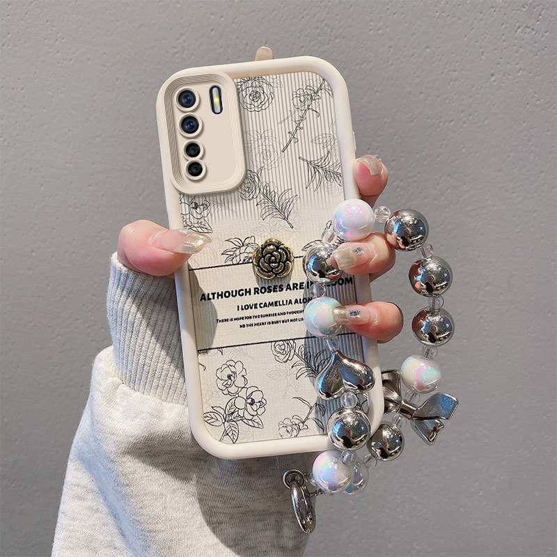 Anti-drop เคสโทรศัพท์ Retro Rose ซิลิโคนหนังกรณีเคสโทรศัพท์เหมาะสําหรับ OPPO A91 4G/Reno3 4G/F15/Reno3 CPH2043